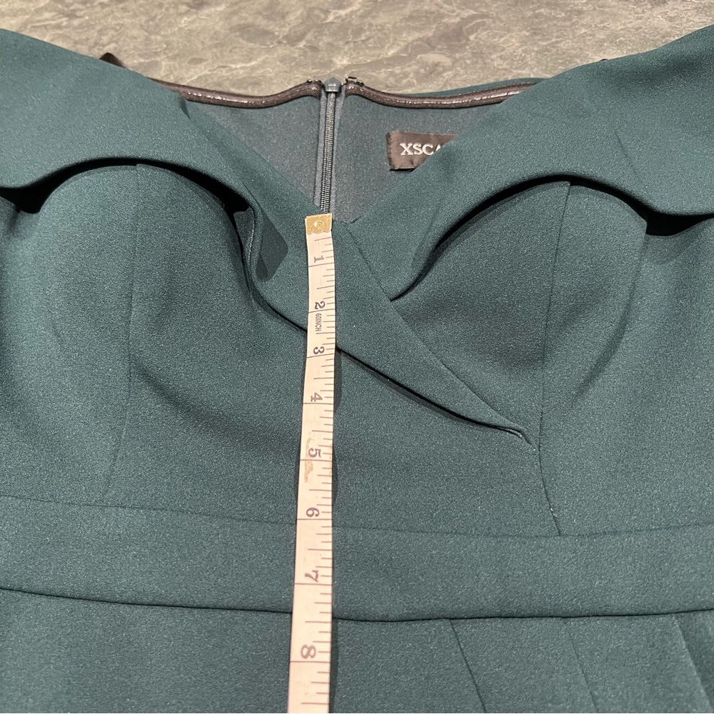 XSCAPE Dress Emerald Pine Green Prom Size 10 NWT Off-The-Shoulder Peplum Gown - Picture 10 of 16